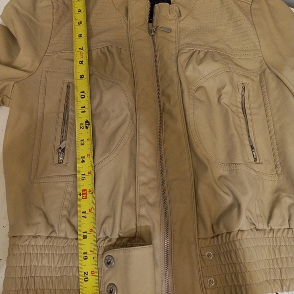 THERAPY Lane Crawford Jacket Beige Polyester Bomber Boho Biker Style 917782 L/36 - Picture 11 of 11